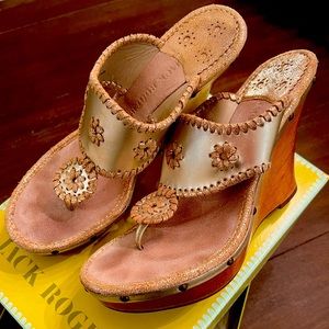 Jack Rogers metallic wedge sandal platform.